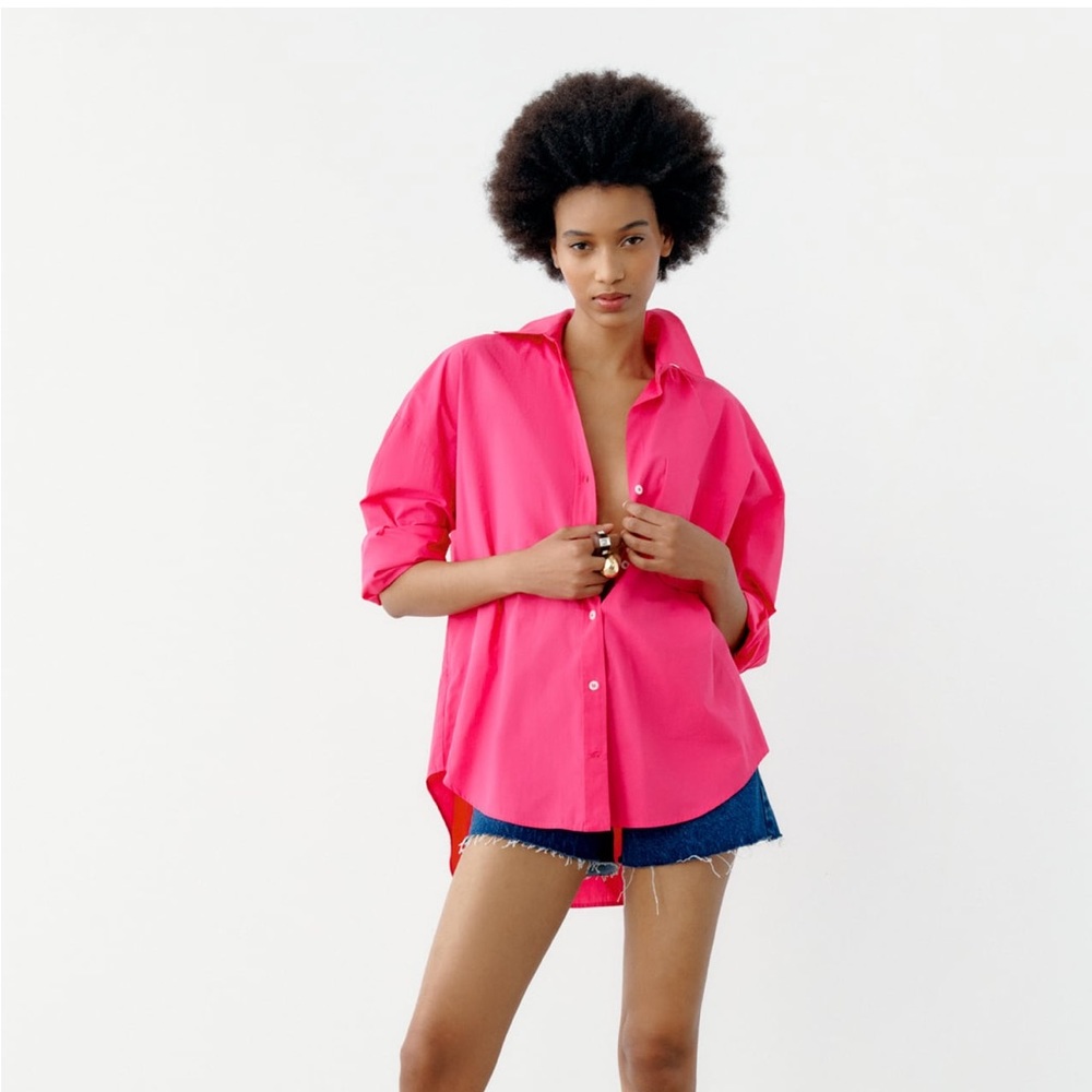 Fucsia poplin shirt zara